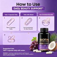 Complément alimentaire Tianyuan Biotine Collagène et Kératine en capsules pour la peau, les cheveux et les ongles, 60 capsules