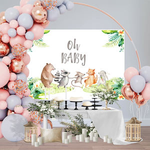 <span class=keywords><strong>Sfondo</strong></span> di fotografia di doccia animale del fumetto dell'acquerello per la decorazione della bandiera della parete di rivelazione di genere della festa di compleanno - Product Image 6