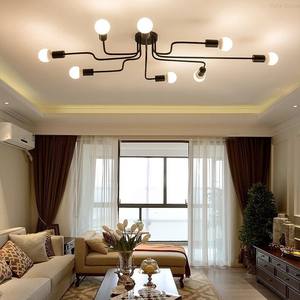 Luminaire de plafond en fer forgé industriel rétro moderne, LED, alimenté par courant alternatif, suspendu pour salon, bureau, chambre à coucher, luminaires E27 - Product Image 4