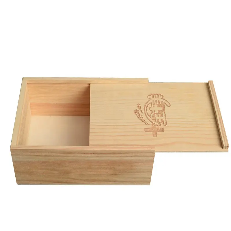 Vente d'usine de boîtes en bois massif personnalisées pour paquet cadeau boîte de rangement pour anneau de bijoux de thé jouet coffrets cadeaux souvenir en bois avec couvercle coulissant