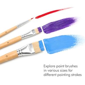 Juego de Pinceles Profesionales para Acuarela, Forma Plana, Pelo de Cerdas, Mango de Madera, para Pintura al Óleo - Product Image 4