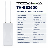 Point d'accès sans fil extérieur WiFi 7 802.11be BE3600 double bande 2.5G WAN 802.3at PoE IP65 étanche 3600Mbps portée 200-250m