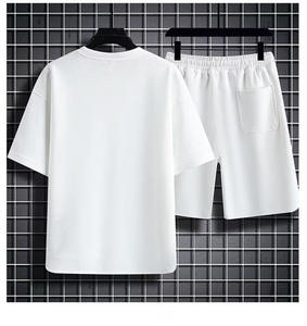 Wholesale Men's Casual Summer Breathable and Quick Dry Fashion Clothes With Printed Pattern Short <strong>T</strong>-<strong>shirt</strong> Set - Product Image 5