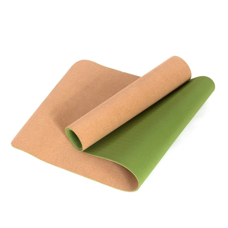High Quality Fitness Nature Printed Wooden Jute Design Natural Rubber Cork TPE Yoga Mat