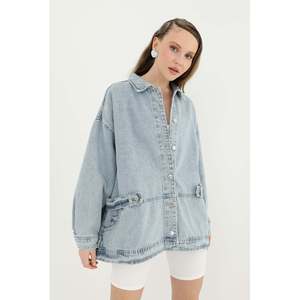 Chaqueta Vaquera Azul Claro de la Marca Soul para Mujer, con Detalle en la Cintura, Estilo Clásico, Corte Moderno, Prenda Exterior Versátil para Todas las Temporadas - Product Image 4
