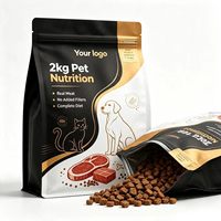 Sacs d'emballage pour aliments pour animaux de compagnie, personnalisés, grand format, à fond carré, de qualité alimentaire, résistants à l'humidité, avec fermeture éclair, pour aliments pour chiens et chats