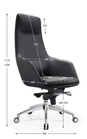 Chaise de bureau exécutive moderne en cuir véritable de haute qualité, mousse PU, hauteur réglable, respirante, roulettes en aluminium, confortable