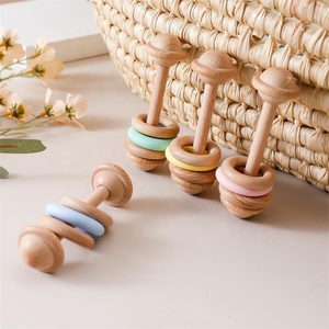 Juguete <span class=keywords><strong>de</strong></span> Madera <span class=keywords><strong>de</strong></span> Haya Natural, Ecológico y Suave para Bebés, Sonajero con Patrón Relajante, Mordedor para Bebés, Palo <span class=keywords><strong>de</strong></span> Dentición Montessori - Product Image 5