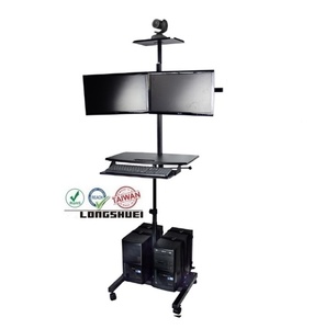 รถเข็นเวิร์กสเตชันหน้าจอคู่ VESA 50 75 100มม. - Product Image 1