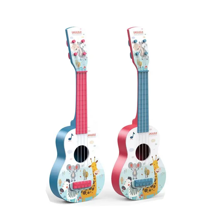 Princesa niños Mariposa rosa Instrumento Juguete de guitarra con música ligera Niñas Juguetes 