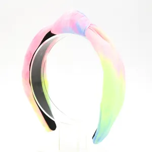 Finestyle Neon Color Tie Dye Cotton Fabric Top Knotted Baby Headbands For Baby Girls
