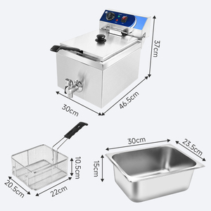 <span class=keywords><strong>Friteuse</strong></span> électrique professionnelle 6L à réservoir unique avec protection contre la surchauffe et robinet de vidange pour poulet frit, frites et chips - Product Image 4