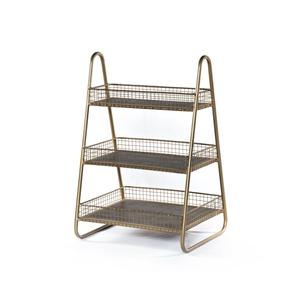 Vishwa Udhyog Modern 3 Tier Wire Basket Shelf Organizer Display <b>Rack</b> with Panel Design Rajasthan for Living Room <b>Kitchen</b> Counter - Product Image 1
