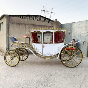 Calèche européenne rétro fermée pour cérémonie de mariage romantique et scène de demande en mariage - Product Image 6