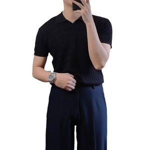 Nouveau Polo en Maille à Manches Courtes pour <span class=keywords><strong>Homme</strong></span> Été 2026 – Coupe Slim, Couleur Unie, Col Revers, T-shirt Tricoté Décontracté à Demi-Manches - Product Image 4