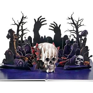 Halloween Pop Up Card 3D Skull Greeting Card For Boys Girls Men Women Irregular Shape Paper <b>Matte</b> <b>Varnish</b> SD261US1520 - Product Image 1