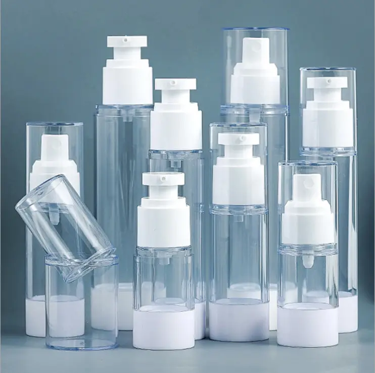 FOCSTAR 15/30/50/100ml Clear Empty Vacuum Cosmetic Cream Pump Sprayer Bottle Travel Dispenser Refillable Containers