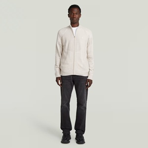 Kardigan ritsleting Motocross pria yang terinspirasi Sweater rajutan bergaris bertekstur dengan panel buatan kinerja Off-White corong campuran wol - Product Image 5