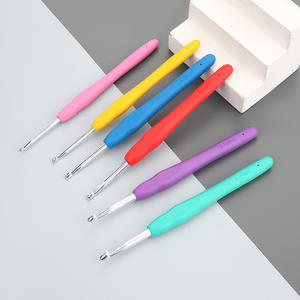Цветные резиновые мягкие крючки для вязания крючком, шерстяные инструменты для вязания, алюминиевая одноголовная Нескользящая сумка для вязания крючком, крючки для вязания - Product Image 4