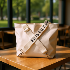 Sangle en tissu Angelina 4 cm avec lettrage anglais beige pour sacs, motif alphabet imprimé durable - Product Image 2