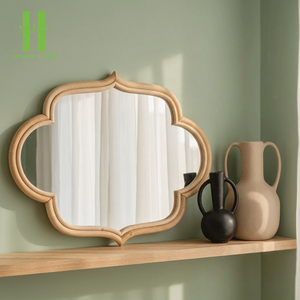 Miroir en rotin décoratif de conception moderne écologique en gros, fabriqué à la main avec un cadre en rotin raffiné pour une utilisation murale dans la chambre à coucher - Product Image 1