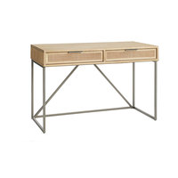 Table console de salon en rotin naturel SW Professional Packaging avec miroir, moderne, facile à assembler, taille et couleur personnalisables