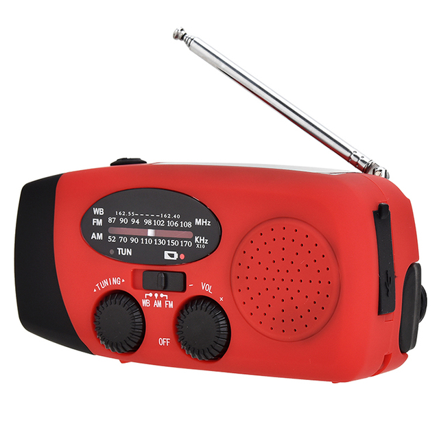 Self Powered AM/FM NOAA Solar Radio With LED Flashlight 1000mAh Power Hand Crank Dynamo Emergency Radio