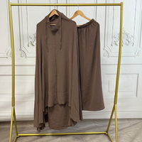 Ensemble de prière islamique uni 2 pièces : Abaya longue et fluide avec jupe large à taille élastique – Tenue de prière modeste pour femme musulmane