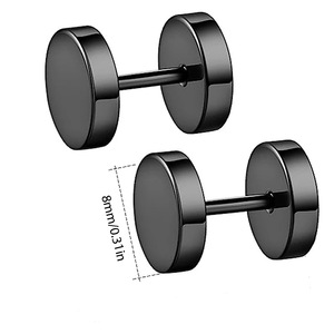 Pendientes de Acero Inoxidable de 6 mm y 8 mm, Redondos, Unisex, Joyería de Moda, Forma de Mancuerna - Product Image 2