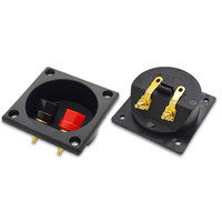2 voies 57x57mm ABS Audio Copper Banana Socket Jack Binding Post Plug Wire Cup Speaker Terminal Box Plate Connector