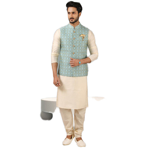 Gilet pour homme de style pakistanais à col montant, pour occasions formelles et mariages - Product Image 2