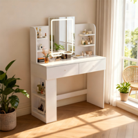 Table de maquillage moderne de luxe écologique avec miroir lumineux sur pied, design pour chambre à coucher et salon, coiffeuse