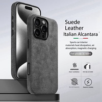 Coque de téléphone en Alcantara italien authentique pour iPhone 12 Pro Max, entièrement enveloppante, finition usinée CNC, aimant puissant, vente en gros