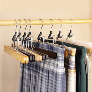 Wooden Skirt Hanger With Clips Multi Functional For <b>Clothes</b> Pants And Hair Storage Organizer Rectangle Shape Wall Mounted Type - Product Image 4