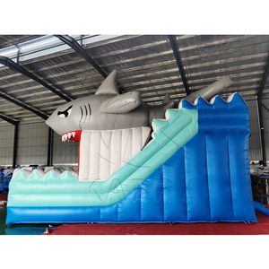 New Design Shark Theme Chateau Gonflable Outdoor Castle Inflatable Dry Slide Colorful Shark Blue Inflatable Slides for Kids - Product Image 3
