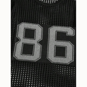 Logo <span class=keywords><strong>personnalisé</strong></span> OEM/ODM Chemise de <span class=keywords><strong>baseball</strong></span> jacquard numérique à col ras du cou creuse à l'avant Pull en tricot à manches courtes pour hommes - Product Image 5