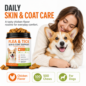 Suplemento <span class=keywords><strong>Antipulgas</strong></span> para <span class=keywords><strong>Perros</strong></span>, 500 Masticables, Apoyo para la Piel y el Pelaje, Masticables Suaves, Venta al por Mayor, Bienestar Diario para Mascotas, Sabor a Pollo - Product Image 2