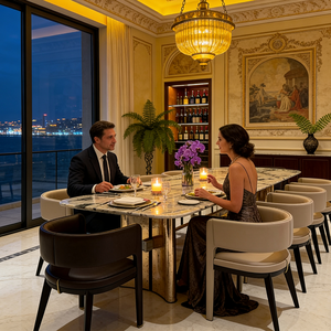 <span class=keywords><strong>Tavolo</strong></span> da Pranzo di Lusso Moderno in Marmo Stile Italiano per Ristorante Hotel Casa Arredamento Grande Rettangolare con Piano in Pietra e Base in Metallo - Product Image 2