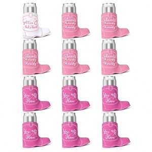 Custom Logo Printed Personalized Promotional Shoe Boot Shaped Pink Neoprene Beverage Beer Can Cooler Coozies - Product Image 5