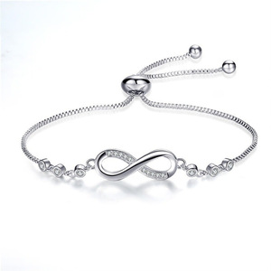 Infinite Shape Silver Rhinestone <b>Adjustable</b> <b>Bracelet</b> For Women Gift Jewelry - Product Image 2