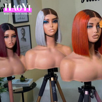 Peluca frontal de cabello humano vietnamita doblemente estirado 12A, liso, corto, color bob, corte recto 2*6, sin pegamento, con cierre de encaje HD para mujer
