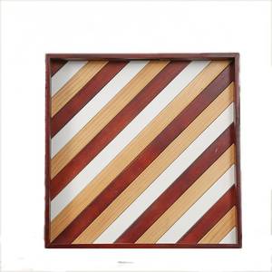 Solid Wood Stripe <b>Serving</b> <b>Tray</b> <b>Large</b> Pine Inlay Hotel Restaurant Coffee Shop Use - Product Image 5