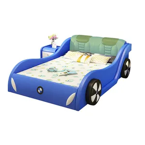 De gros lit enfants garçons-Lit personnalisable pour enfants, accessoire de princesse en cuir de 1.2m/1.5m avec garde-corps, design de dessin animé, disponible en plusieurs couleurs