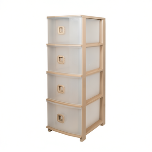 Meuble de rangement Pratika Slim Plus à 4 tiroirs, taupe, 375x285x800mm, tiroirs en plastique - Product Image 3