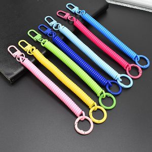Chaîne anti-perte télescopique élastique en cordon coloré avec porte-clés, anneau en alliage, attache de porte et porte-carte d'identité, pour accrocher au sac - Product Image 2