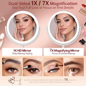 Specchio da <span class=keywords><strong>Trucco</strong></span> Rotondo con Luce LED a 3 Modalità di Colore, Sensore Touch da Tavolo, OEM ODM - Product Image 6
