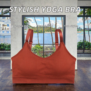 เสื้อชั้นในกีฬาโยคะสำหรับผู้หญิง ไซส์พลัส ผ้าสแปนเด็กซ์สั่งทำได้ ทันสมัย รองรับทรงได้ดี เป็นมิตรต่อสิ่งแวดล้อม คอวีลึก ระบายอากาศได้ดี สวมใส่สบาย - Product Image 2