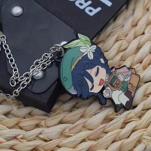 High Quality 2 Designs Cute Metal Pendant <b>Keychain</b> Necklace <b>Anime</b> Style Accessory for Collectible Gift - Product Image 2