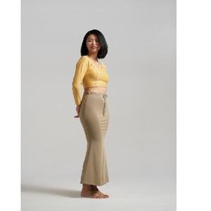 Seamless Saree Shapewear Petticoat Fish Cut Design Polyester Fabric Slim Fit High Compression Underskirt Body Shaper <b>for</b> Women - Product Image 5