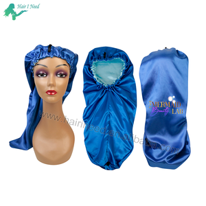 <span class=keywords><strong>Bonnet</strong></span> en satin long personnalisé en gros coloré avec bouton Double couches bonnets <span class=keywords><strong>de</strong></span> <span class=keywords><strong>nuit</strong></span> doux pour les femmes - Product Image 2